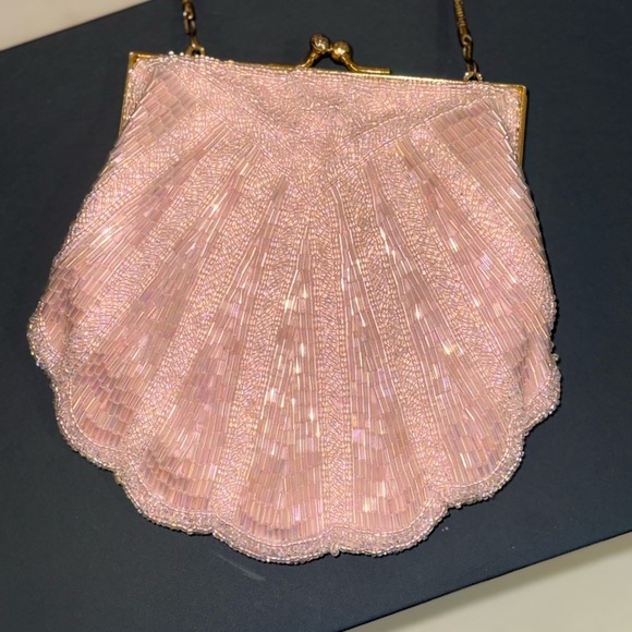 Pink beaded seashell evening bag clutch - Picture 8 of 8